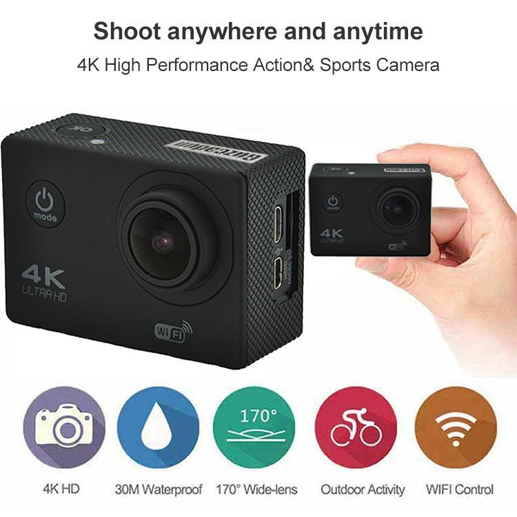 WIFI防水アクションカメラ サイクリング4Kカメラ 超ダイビング 60FPSカメラ ヘルメット自転車カム 水中スポーツ1080Pカメラ