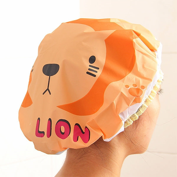 3個セット かわいいカートゥーンシャワーバスキャップ サウナレース伸縮バンドキャップ ヘア保護キャップ, 3個セット ピンクラビット