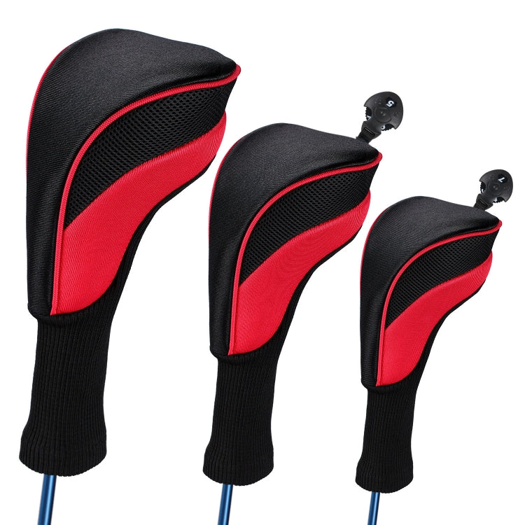 3-in-1 No.1 / No.3 / No.5 クラブ保護カバー ゴルフクラブヘッドカバー、HD-014 3-in-1 ブルー、HD-014 3-in-1 ブラック、HD-014 3-in-1 レッド