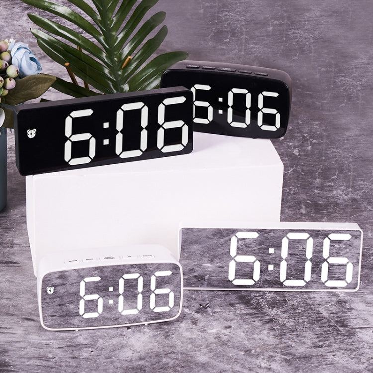 Mirror Bedside Alarm Clock Battery Plug-In Dual-Purpose LED Clock, Arc-shaped Black Shell (Mirror White Light), Rectangular Black Shell (Mirror White Light), Arc-shaped Black Shell (Black Surface White Light)                                            ...