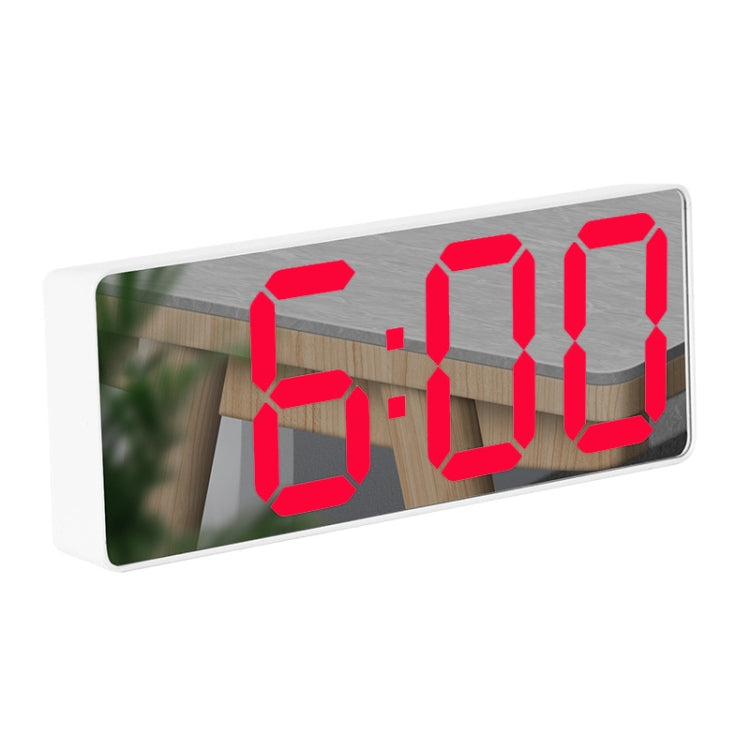 Mirror Bedside Alarm Clock Battery Plug-In Dual-Purpose LED Clock, Arc-shaped Black Shell (Mirror White Light), Rectangular Black Shell (Mirror White Light), Arc-shaped Black Shell (Black Surface White Light)                                            ...