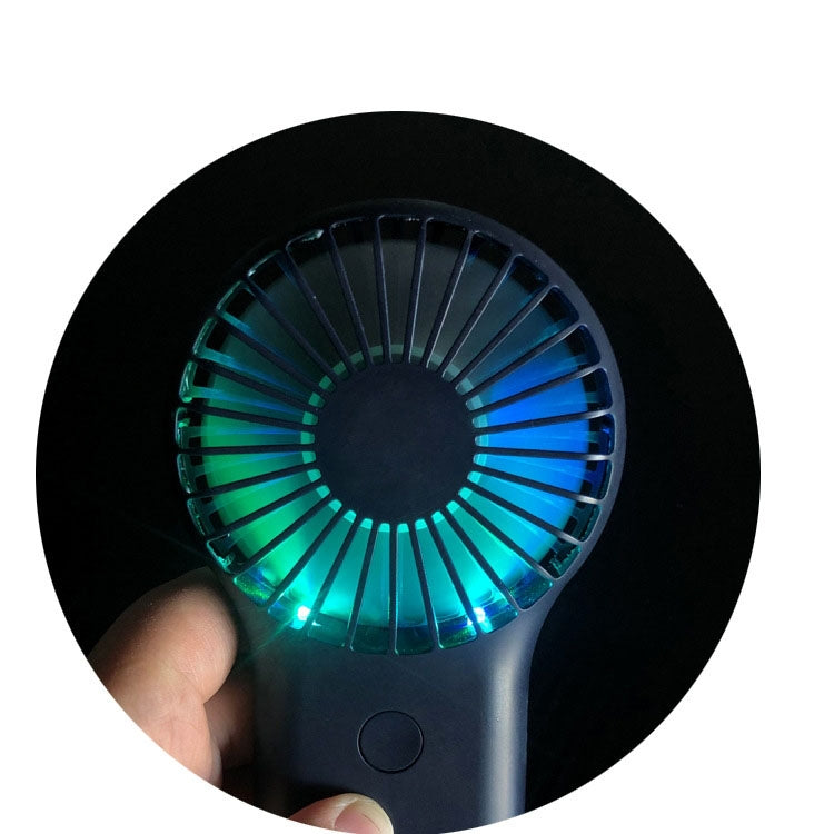 ハンドヘルドポケットミニ小型ファン ポータブル充電式屋外USBファン 7色ライト付き、ピンク、アーミーグリーン、オレンジ