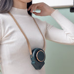 H3 ミニレイジー USB ネックハンギングファン 学生用屋外リーフレス三角ファン、ホワイト、ピンク、ミリタリーグリーン