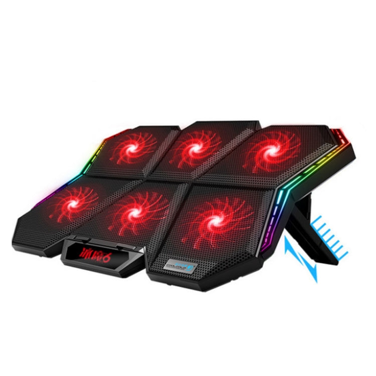 COOLCOLD RGBノートブックラジエーター6ファン調整可能ラップトップ冷却ベース、5V速度カラフルバージョン、5Vタッチ12交響曲バージョン