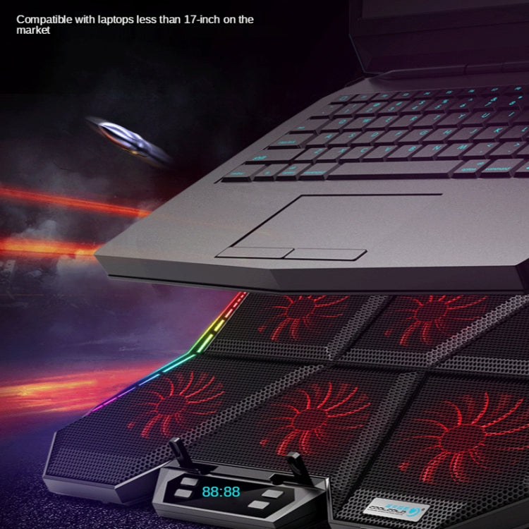 COOLCOLD RGBノートブックラジエーター6ファン調整可能ラップトップ冷却ベース、5V速度カラフルバージョン、5Vタッチ12交響曲バージョン