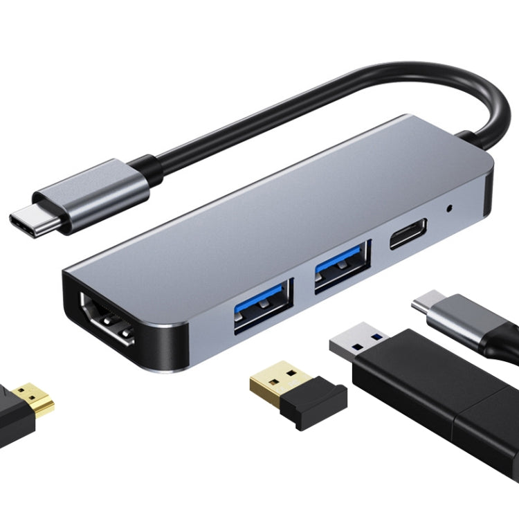 BYL-2011 4-in-1 USB-C / Type-C to 4K HDMI + USB 3.0 + USB 2.0 + PD USB-C / Type-C充電ポート 多機能ハブドッキングステーション、4-in-1