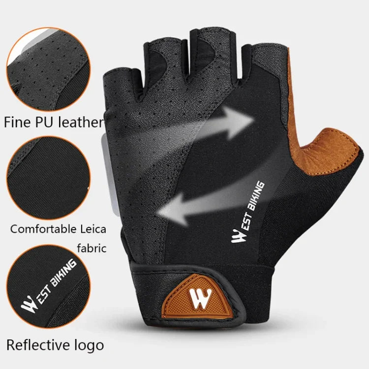 WEST BIKING YP0211196 ハーフフィンガー衝撃吸収滑り止めバイク用グローブ ライディング装備, S, M, L, XL