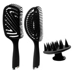 3-in-1 プラスチックカーリーヘアサロンコームセット 中空マッサージ蚊取りコーム、3-in-1 ピンク、3-in-1 グリーン、3-in-1 ブラック、3-in-1 ブルー
