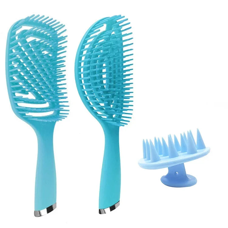 3-in-1 プラスチックカーリーヘアサロンコームセット 中空マッサージ蚊取りコーム、3-in-1 ピンク、3-in-1 グリーン、3-in-1 ブラック、3-in-1 ブルー