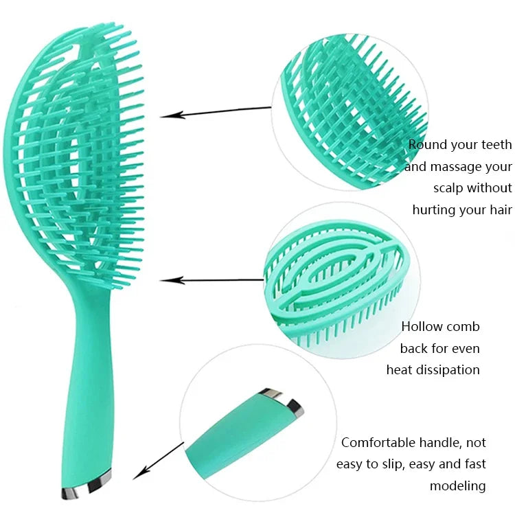 3-in-1 プラスチックカーリーヘアサロンコームセット 中空マッサージ蚊取りコーム、3-in-1 ピンク、3-in-1 グリーン、3-in-1 ブラック、3-in-1 ブルー