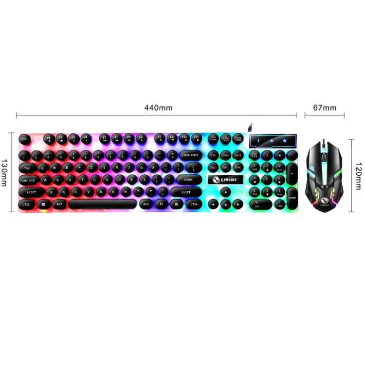 LIMEIDE GTX300 104キー レトロ丸型キーキャップ USB有線マウスキーボード、ケーブル長：1.4m、パンクシングルキーボードホワイト、パンクシングルキーボードブラック、パンクセットホワイト、パンクセットブラック