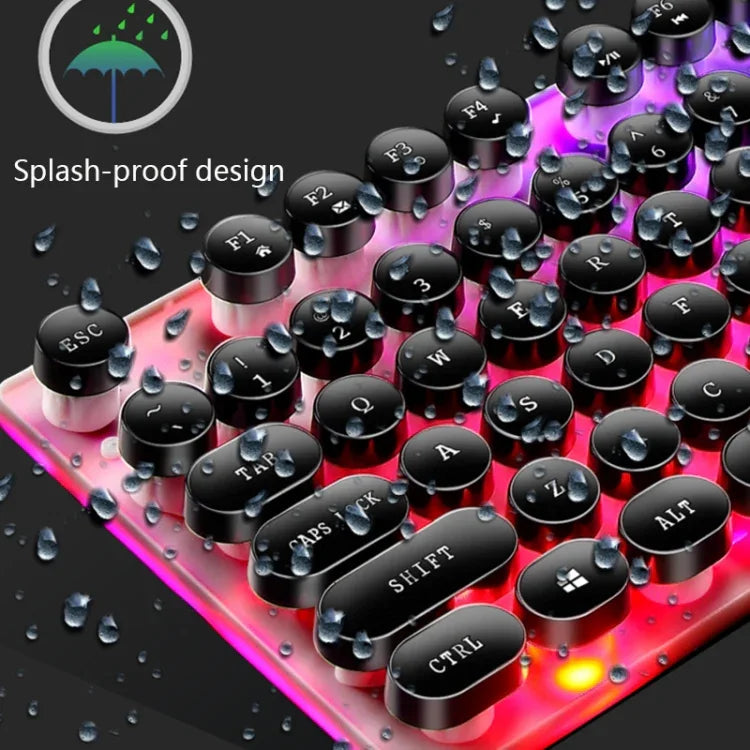 LIMEIDE GTX300 104キー レトロ丸型キーキャップ USB有線マウスキーボード、ケーブル長：1.4m、パンクシングルキーボードホワイト、パンクシングルキーボードブラック、パンクセットホワイト、パンクセットブラック