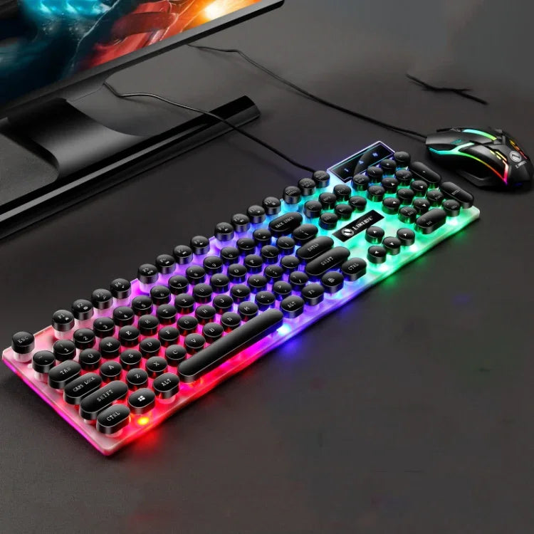 LIMEIDE GTX300 104キー レトロ丸型キーキャップ USB有線マウスキーボード、ケーブル長：1.4m、パンクシングルキーボードホワイト、パンクシングルキーボードブラック、パンクセットホワイト、パンクセットブラック