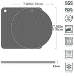 幾何学キッチンシリコン鍋敷き耐熱パッド 丸型（ブラック）、四角（グレー）、丸型（グレー）、四角（ブラック）、丸型（ブラック）