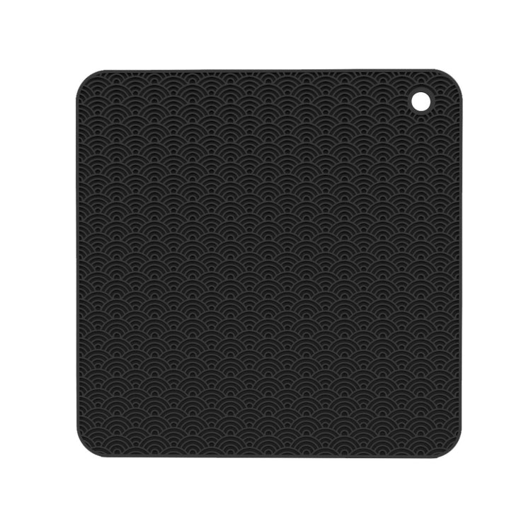 幾何学キッチンシリコン鍋敷き耐熱パッド 丸型（ブラック）、四角（グレー）、丸型（グレー）、四角（ブラック）、丸型（ブラック）