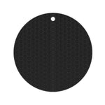 幾何学キッチンシリコン鍋敷き耐熱パッド 丸型（ブラック）、四角（グレー）、丸型（グレー）、四角（ブラック）、丸型（ブラック）