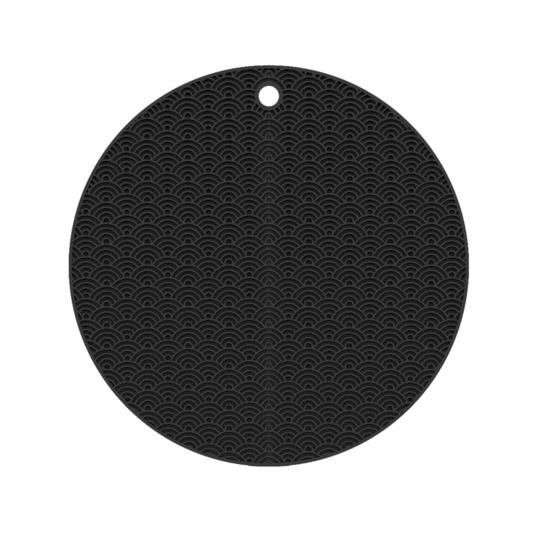 幾何学キッチンシリコン鍋敷き耐熱パッド 丸型（ブラック）、四角（グレー）、丸型（グレー）、四角（ブラック）、丸型（ブラック）