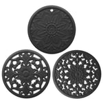 3in1中空花柄シリコン耐熱パッド 耐熱鍋・ボウルパッドセット、ブラック、イエロー、ブルー、グリーン、パープル、グレー