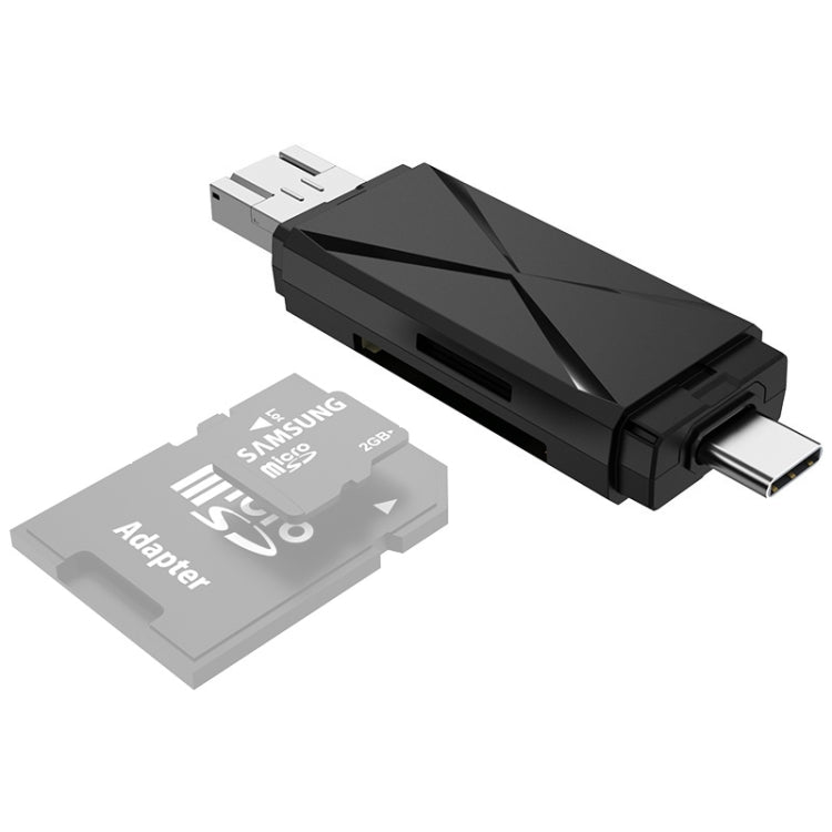 YH-109 SD/TF/Type-C/Micro USB/USB コンピューターPC携帯電話OTGカードリーダー、ホワイト、ブラック