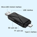 YH-109 SD/TF/Type-C/Micro USB/USB コンピューターPC携帯電話OTGカードリーダー、ホワイト、ブラック