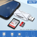 YH-109 SD/TF/Type-C/Micro USB/USB コンピューターPC携帯電話OTGカードリーダー、ホワイト、ブラック