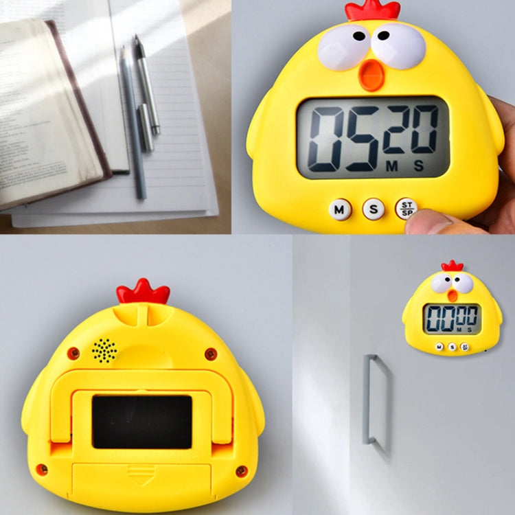 キッチンベーキング カートゥーン動物電子タイマー アラーム時計 学生学習タイマー、ピンクのブタ、黄色のニワトリ、緑のカエル、ピンクのカエル