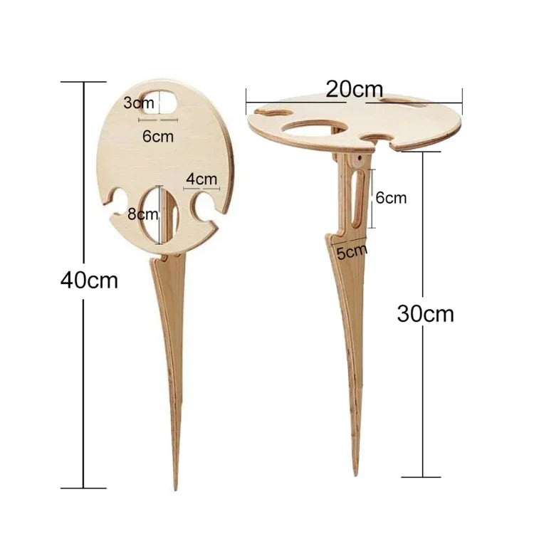 Wooden Lawn Folding Wine Rack Inserted Wine Rack Outdoor Picnic Wine Rack Folding Table, 20cm