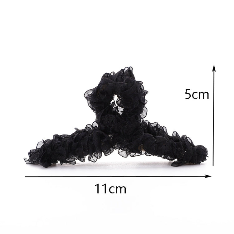 樹脂製スプリングヘアクリップ カラー：25 イエローネットヤーン、20 ブラックネットヤーン、21 ピンクネットヤーン、22 レイクブルーネットヤーン、23 ライトパープルネットヤーン
