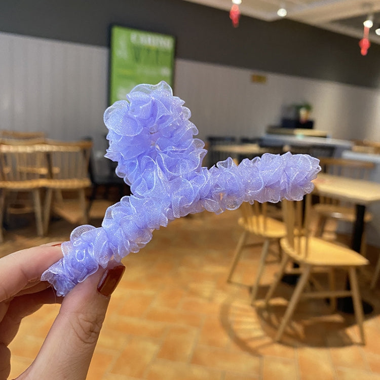 樹脂製スプリングヘアクリップ カラー：25 イエローネットヤーン、20 ブラックネットヤーン、21 ピンクネットヤーン、22 レイクブルーネットヤーン、23 ライトパープルネットヤーン
