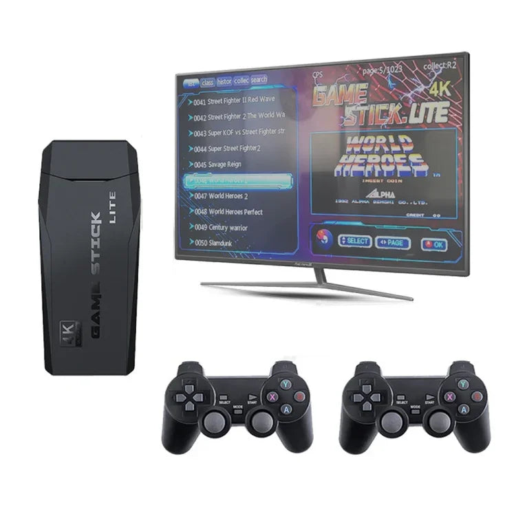 M8 ワイヤレス HDMI アーケードゲーム ホームテレビ ミニゲーム機 2つのゲームパッド付き、M8 32G（ワイヤレス）、M8 64G（ワイヤレス）