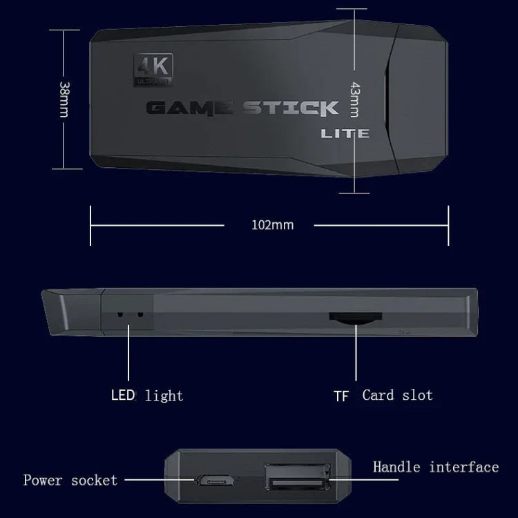 M8 ワイヤレス HDMI アーケードゲーム ホームテレビ ミニゲーム機 2つのゲームパッド付き、M8 32G（ワイヤレス）、M8 64G（ワイヤレス）