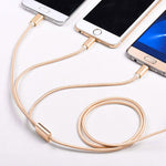 5本セット 2A 3-in-1 USB to USB-C / Type-C + 8ピン + Micro USB 編組データケーブル、USB to USB-C / Type-C + 8ピン + Micro USB