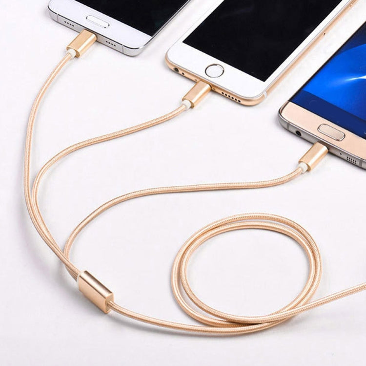 5本セット 2A 3-in-1 USB to USB-C / Type-C + 8ピン + Micro USB 編組データケーブル、USB to USB-C / Type-C + 8ピン + Micro USB