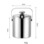 304ステンレス製アイスバケット 二重層中空バー用ビールワインバレル アイスクリップ付き 容量：1.3L アイスクリップ付き1.3L
