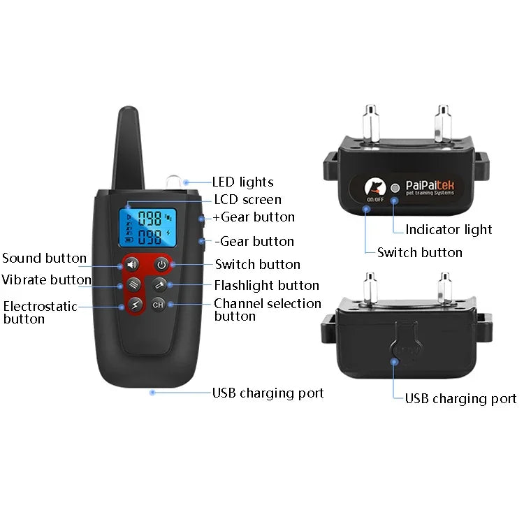 PaiPaitek PD526 自動音声制御 吠え止め 犬用トレーニング用品 電子吠え制御首輪、PD526