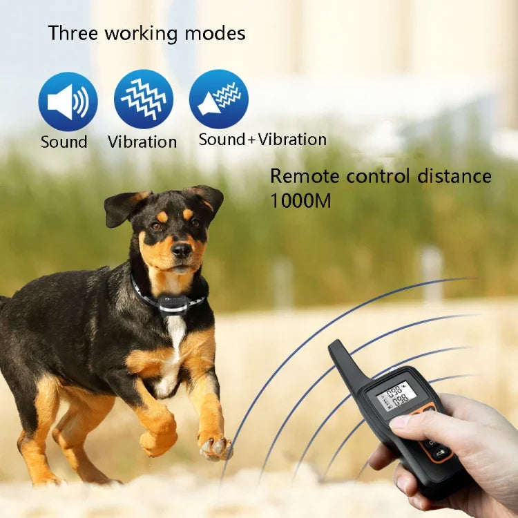 PaiPaitek PD529V-1 トレーニング犬用 吠え防止デバイス 振動首輪 1000Mリモートコントロール距離 ペットトレーニング用品、PD529V-1