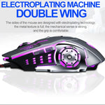 T-WOLF V6 USBインターフェース 6ボタン 3200 DPI 有線マウス ゲーミングメカニカルマクロプログラミング 7色発光ゲーミングマウス、ケーブル長：1.5m、マクロ定義オーディオバージョンブラックシルバー、マクロ定義オーディオバージョンアイアングレー