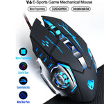T-WOLF V6 USBインターフェース 6ボタン 3200 DPI 有線マウス ゲーミングメカニカルマクロプログラミング 7色発光ゲーミングマウス、ケーブル長：1.5m、マクロ定義オーディオバージョンブラックシルバー、マクロ定義オーディオバージョンアイアングレー