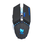 T-WOLF Q15 6ボタン 1600 DPI ワイヤレス充電式ミュートオフィスゲーミングマウス 7色ブリージングライト付き、テクノロジーブラック、スターズブラック、パールホワイト