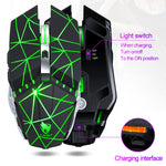 T-WOLF Q15 6ボタン 1600 DPI ワイヤレス充電式ミュートオフィスゲーミングマウス 7色ブリージングライト付き、テクノロジーブラック、スターズブラック、パールホワイト