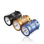 LED Tent Light Solar Rechargeable Camping Light Stretchable Multifunctional Lantern, Support USB Output, Solar + EU Plug