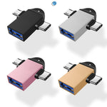 10個セット LI-09 USB 3.0 メス to USB-C / Type-C + マイクロUSB オス 多機能 OTG アダプター ストラップ付き、ブラック、ゴールド、シルバー、ローズゴールド