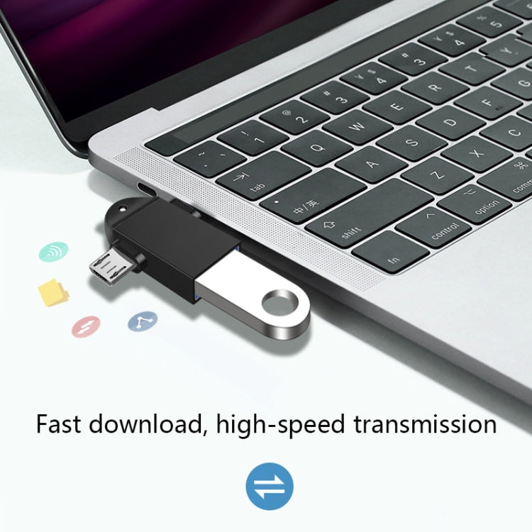 10個セット LI-09 USB 3.0 メス to USB-C / Type-C + マイクロUSB オス 多機能 OTG アダプター ストラップ付き、ブラック、ゴールド、シルバー、ローズゴールド