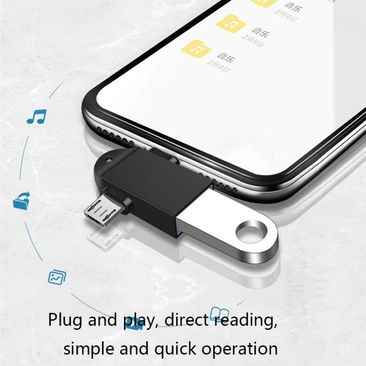 10個セット LI-09 USB 3.0 メス to USB-C / Type-C + マイクロUSB オス 多機能 OTG アダプター ストラップ付き、ブラック、ゴールド、シルバー、ローズゴールド