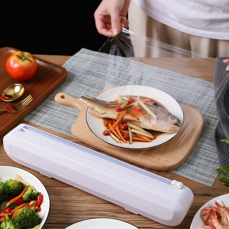 吸盤式ラップカッター 家庭用プラスチックラップ調整可能収納カッティングボックス 吸盤付きラップカッター