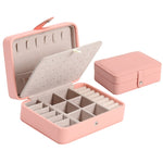 Double-Layer Leather Portable Simple Earrings Ring Jewelry Storage Box, 16 x 11 x 5cm