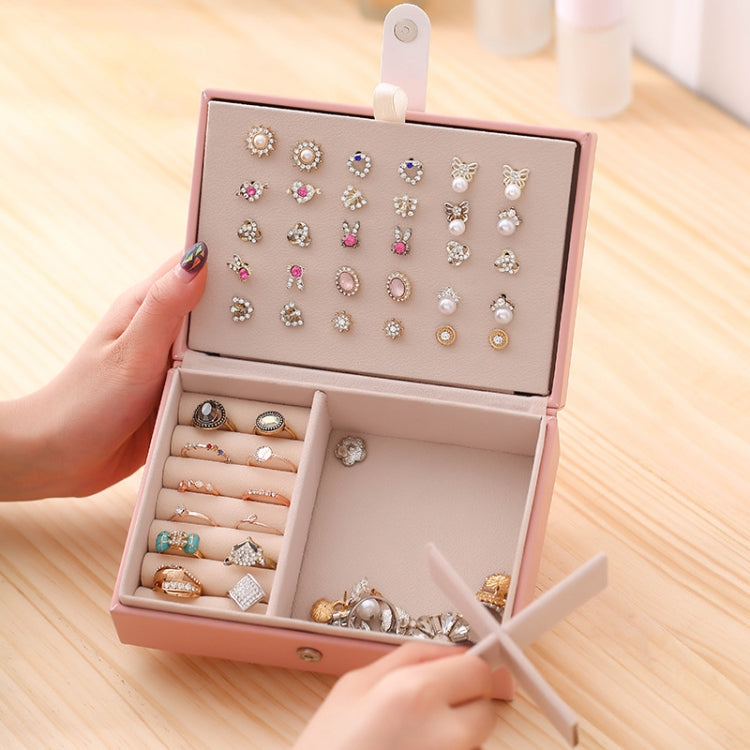ポータブルプリンセススタイル ジュエリーボックス 小型シンプルイヤリングリング収納ボックス、16.5x11.5x5.8cm