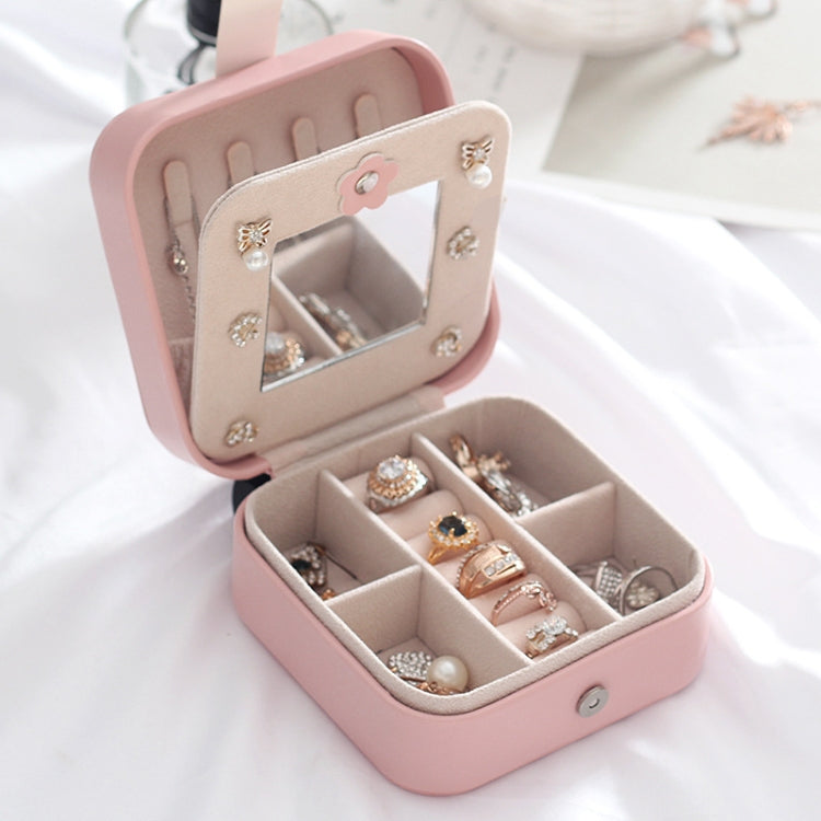 XH-001 シンプルクリエイティブ トラベルポータブルレザーイヤリングジュエリーボックス、11x11x5.8 cm