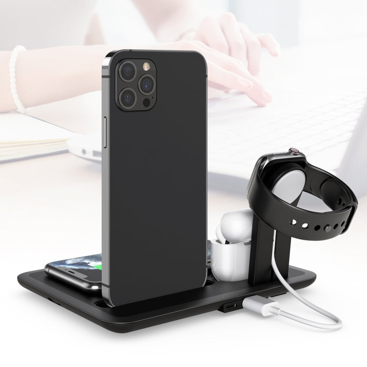 HQ-UD17 4イン1 ワイヤレス充電器 電話ホルダー充電ベース iPhone、iWatch、AirPodsおよびその他Androidフォン対応、HQ-UD17