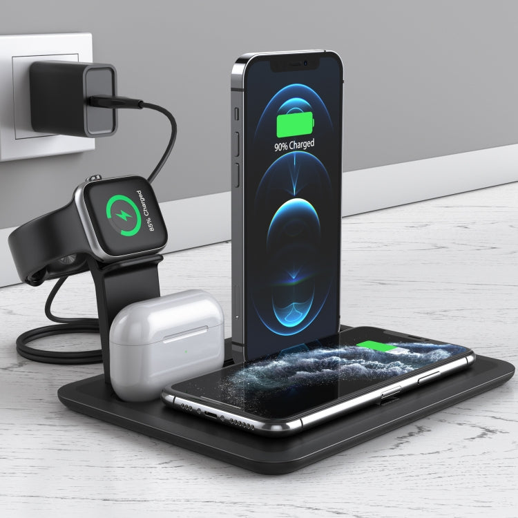 HQ-UD17 4イン1 ワイヤレス充電器 電話ホルダー充電ベース iPhone、iWatch、AirPodsおよびその他Androidフォン対応、HQ-UD17
